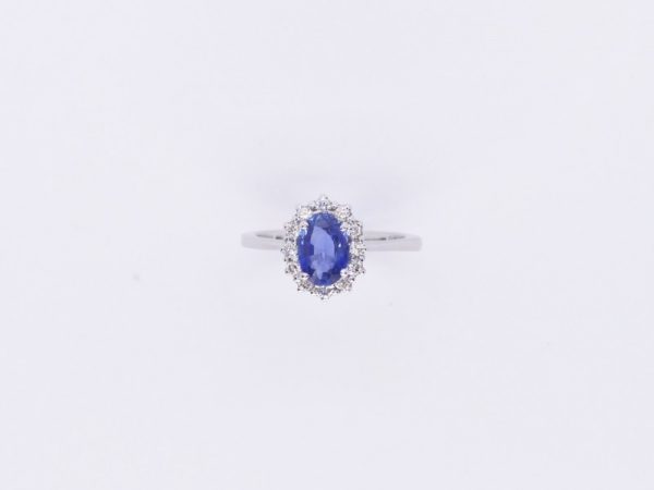 Anello Classico Zaffiro e Diamanti