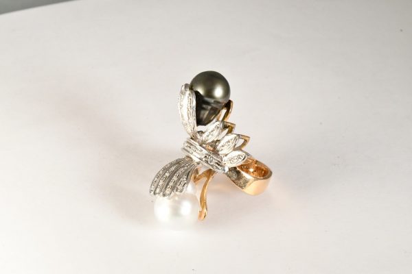 Anello perla taiti e diamanti