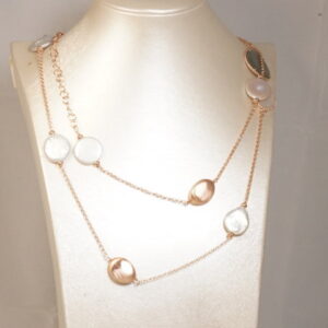 collana in argento 925 e perle e pepite