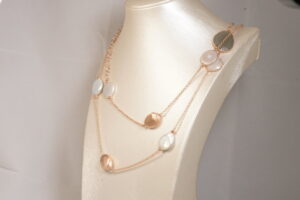 collana in argento 925 e perle e pepite