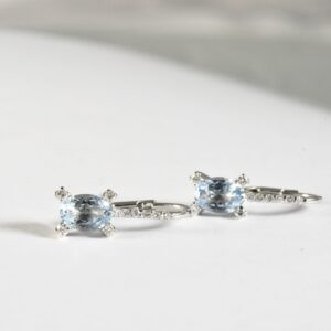 orecchini con acqua marina ovale