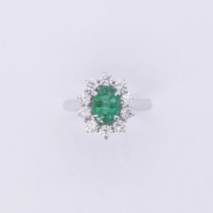 Anello Classico Smeraldo e diamanti
