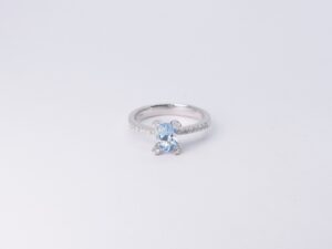 Anello Acqua marina e diamanti