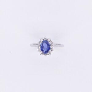 Anello Classico Zaffiro e Diamanti